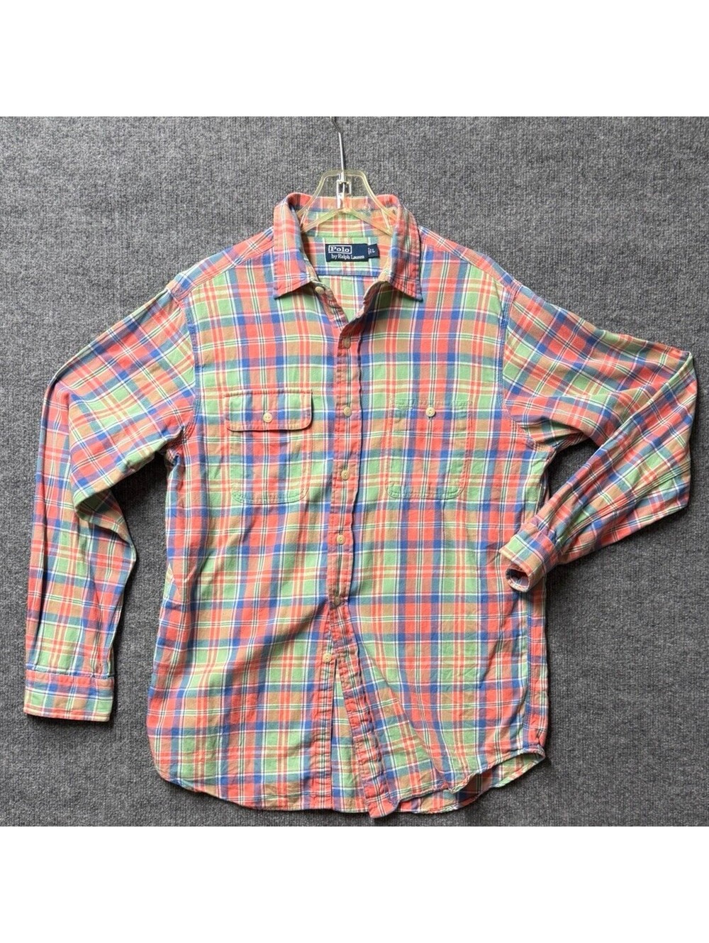 Polo Ralph Lauren Madras Plaid Utility Shirt Men’s L Cotton